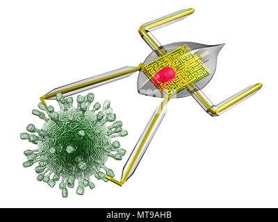 Nanobot und Virus isoliert Stockfoto