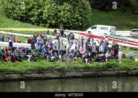 Die Shrewsbury Regatta im Mai 2018. Verschiedene Aspekte dieser jährlichen Veranstaltung, die von Boot Besatzungen, Boot Häuser und unabhängigen Schulen teilnehmen. Stockfoto