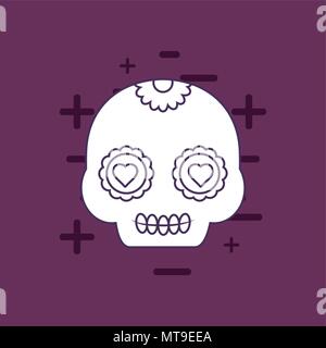 Sugar Skull Symbol auf lila Hintergrund, farbenfrohen Design. Vector Illustration Stock Vektor
