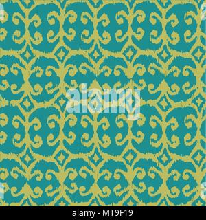 Vektor nahtlose ikat Patterns mit gelben und blauen für die Textil-, Gewebe-, Handwerks-, Verpackung Stock Vektor