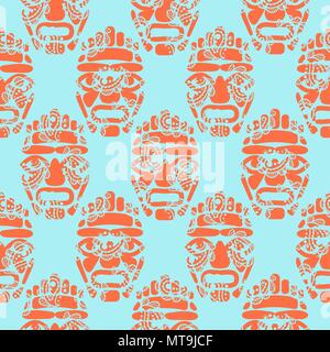 Hawaii tiki Tribal mask Nahtlose einfaches Muster. Stock Vektor