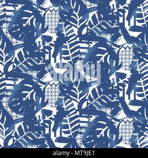 Blumenmotiv Hintergrund Textur. Blau nahtlose Muster. Stock Vektor