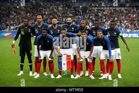 Frankreich Spieler posieren für ein Foto vor dem internationalen Freundschaftsspiel in Stade de France, Paris. Stockfoto