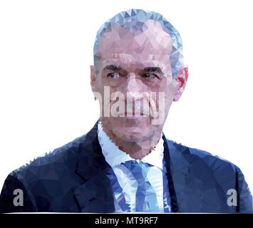 Rom, Italien, Mai 2018: Carlo Cottarelli, neue italienische Präsident der Regierung, Vector Illustration, polygonalen grafische Ausarbeitung, Redaktion Stock Vektor