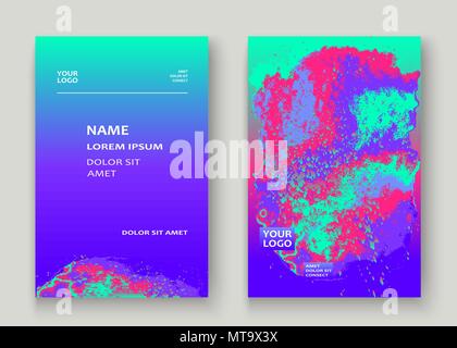 Neon Edelstein künstlerische Cover Design. Fluid holographische gradient Explosion splash Textur Hintergrund. Trendy kreative Vorlage vektor Abdeckung Bericht Cata Stock Vektor