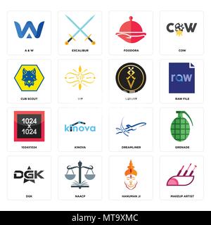 16 Einfache editierbare Ikonen wie Make-up-Artist, hanuman Ji, naacp, Dgk, Granate, a&w, cub Scout, 1024 x 1024, Luxus für mobile verwendet werden können, ist es Stock Vektor
