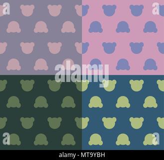 Niedlichen Teddybären Köpfe Silhouetten - nahtlose Muster set Textur Design für Kind Themen auf farbigen Hintergründen Vektor Bild Stock Vektor