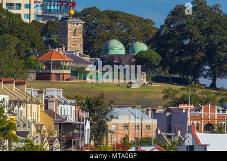 Observatory Hill und das historische Viertel The Rocks in Sydney, Australien. Stockfoto