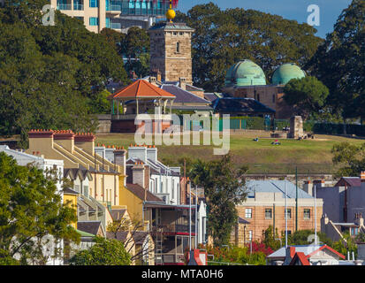 Observatory Hill und das historische Viertel The Rocks in Sydney, Australien. Stockfoto