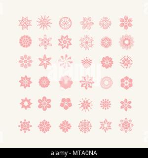 Silhouetten von Blumen. Florale Icon Set. Designelemente für Aufkleber, Etiketten, Tags, Geschenkpapier Stock Vektor