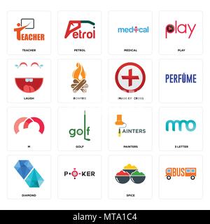 16 Einfache editierbare Ikonen wie, Spice, Diamant, 3 schreiben, Lehrer, Lachen, m, Bild des Kreuzes kann für mobile verwendet werden, die Web-UI Stock Vektor