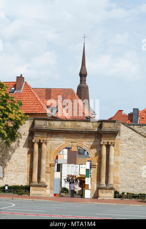 Heger Tor in die Altstadt, Osnabrück, Niedersachsen, Osnabrück, Deutschland, Europa ich Heger Tor in der Altstadt, Ehrenmal, Osnabrück, Niedersachsen, O Stockfoto