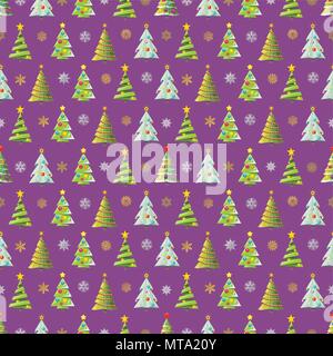 Nahtlose Weihnachten vector Pattern mit bunten Tannen Stock Vektor