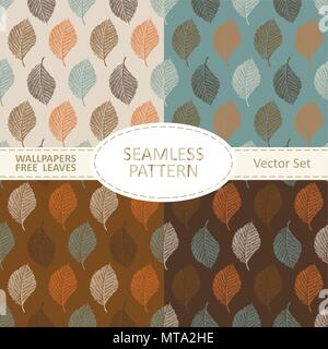 Eingestellt von floralen nahtlose Muster mit Herbst Blätter Stock Vektor
