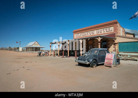 Die ikonischen Silverton Hotel im Outback von New South Wales hat in über 100 Filmen, TV-Sendungen und Werbung verwendet. Stockfoto