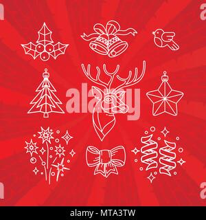 Hand Weihnachten Emblem gezeichnet. Können in der Werbung eingesetzt werden, Banner und Karten. Winter Urlaub Dekoration Stock Vektor