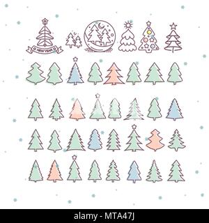 Weihnachtsbaum Symbole gesetzt. Vector Illustration Stock Vektor