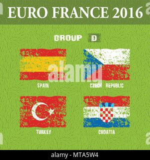 Fußball-Europameisterschaft 2016 in Frankreich Gruppen D. Vector Illustration Stock Vektor