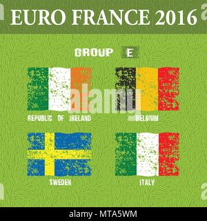 Fußball-Europameisterschaft 2016 in Frankreich Gruppen E. Vector Illustration Stock Vektor