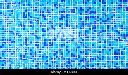 Blur Keramik Mosaik Hintergrund. Fliese Textur Hintergrund von Schwimmbad Fliesen Stockfoto