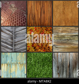 Hintergrundbild wählen Oberfläche an verschiedenen Holz, Gras, Fliesen Stockfoto
