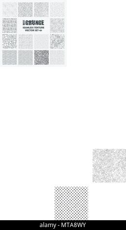 Eingestellt von Grange nahtlose Muster. Einfachen Vektor scratch Texturen mit Punkten, Strichen und doodles Stock Vektor