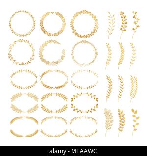 Lorbeer und Kränze. Designelemente für Einladungen, Grußkarten, Zitate, blogs, Plakate und mehr. Ideal für Hochzeit Frames Stock Vektor