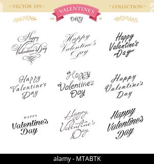 Romantische Valentines Tag Schrift gesetzt. Kalligraphie Postkarte oder Poster grafik design Schriftzug Element. Hand schriftliche Kalligraphieart Valentines Tag Stock Vektor