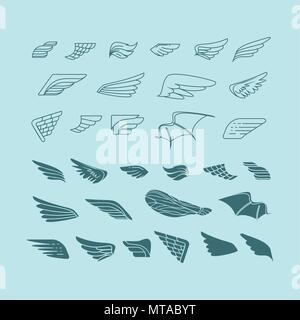 Flügel. Einstellen der Designelemente. Vector Illustration Stock Vektor