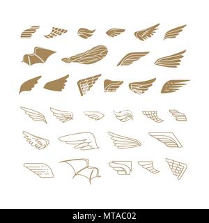 Flügel. Einstellen der Designelemente. Vector Illustration Stock Vektor