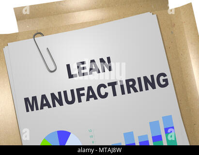 3D-Darstellung der LEAN MANUFACTIRING Titel auf Business Document Stockfoto