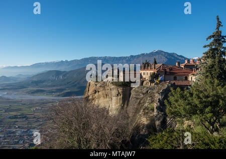 St Stefan Kloster in Felsen von Meteora, Trikala, Griechenland Stockfoto