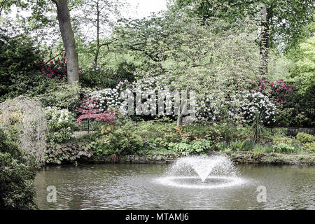 Brunnen im Inneren der Dingle, einem schönen öffentlichen Park im Steinbruch, Shrewsbury, Shropshire, England. Stockfoto