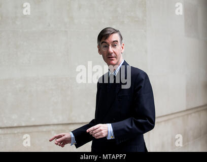 Jakob Rees-Mogg, MP für North Somerset bei den BBC Studios zu "Andrew Marr Show' angezeigt. Stockfoto