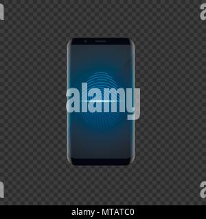 Mit Fingerabdruck Smartphone scannen Stock Vektor