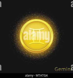 Golden Gemini Zeichen Stock Vektor
