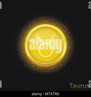 Golden Taurus Zeichen Stock Vektor