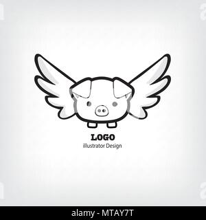 Nettes Schwein Symbol. Piggy Logo - Abbildung Stock Vektor