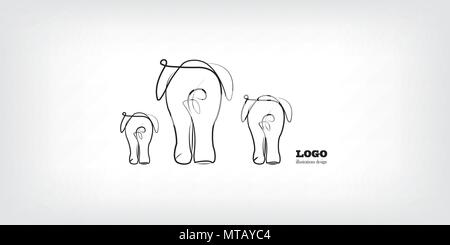 Vektor Familie Elefanten auf weißem Hintergrund, Vector Illustration. Stock Vektor