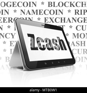 Blockchain Konzept: Tablet Computer mit Zcash auf Anzeige Stockfoto