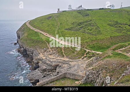 Amboss Point Lighthouse in Durlston Kopf in der Nähe von Swanage, Isle of Purbeck, Dorset, Großbritannien Stockfoto