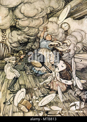 Arthur Rackham - Alice's Adventures in Wonderland 04 - einen ungewöhnlich großen Topf flog in der Nähe und Fast führte es aus Stockfoto