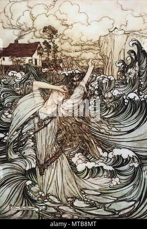 Arthur Rackham - Undine 14 - Bald war Sie zu sehen in der Donau verloren Stockfoto