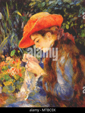 Renoir Pierre-Auguste - Mlle Marie-Therese Camille Nähen 1882 Stockfoto