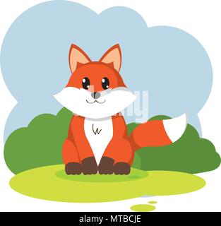 Fox niedlich wilde Tiere in der Landschaft Stock Vektor