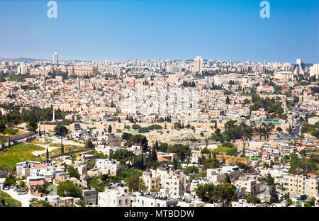 Blick vom Berg der Oliven auf dem alten Teil der Stadt Jerusalem. Israel. Stockfoto