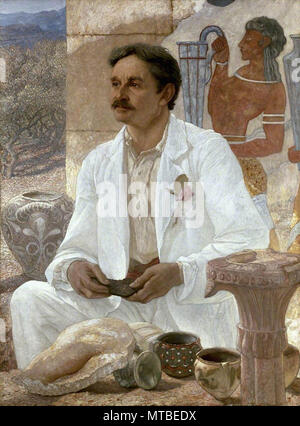 Richmond William Blake - Sir Arthur Evans unter den Ruinen des Palastes von Knossos. Stockfoto