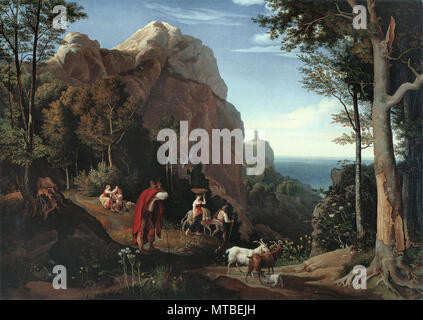 Richter, Adrian Ludwig-Tal in der Nähe von Amalfi mit Blick auf den Golf von Salerno 1. Stockfoto