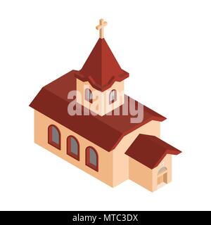 Kirche Isometrics katholischen christlichen Haus Religion. Vector Illustration Stock Vektor