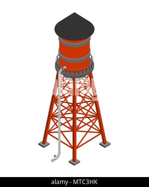 Wasserturm isometrische isoliert. Wasser-Lager Tower. Vector Illustration Stock Vektor